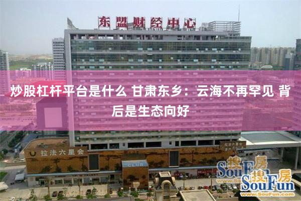 炒股杠杆平台是什么 甘肃东乡：云海不再罕见 背后是生态向好