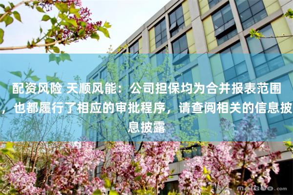 配资风险 天顺风能：公司担保均为合并报表范围内，也都履行了相应的审批程序，请查阅相关的信息披露
