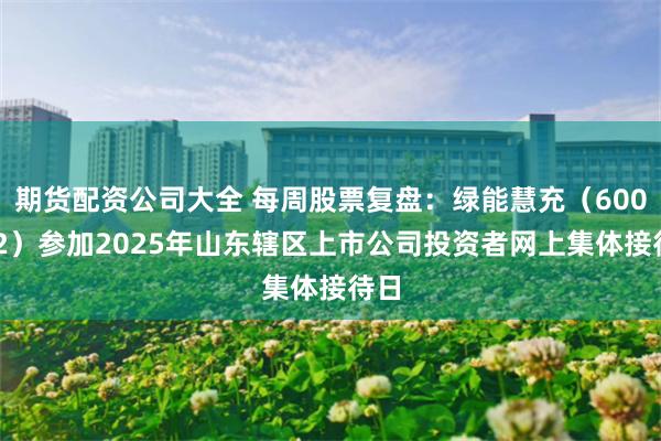 期货配资公司大全 每周股票复盘：绿能慧充（600212）参加2025年山东辖区上市公司投资者网上集体接待日