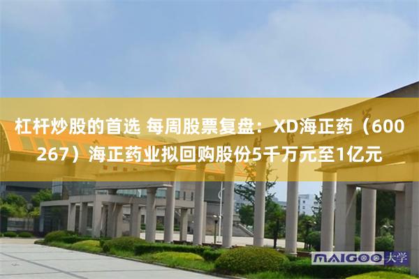 杠杆炒股的首选 每周股票复盘：XD海正药（600267）海正药业拟回购股份5千万元至1亿元