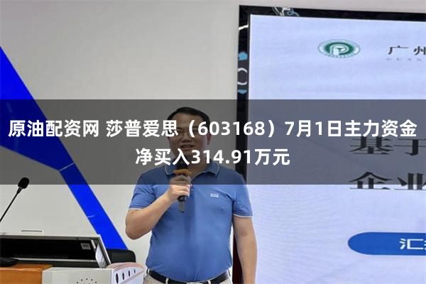 原油配资网 莎普爱思（603168）7月1日主力资金净买入314.91万元