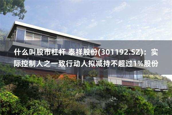 什么叫股市杠杆 泰祥股份(301192.SZ)：实际控制人之一致行动人拟减持不超过1%股份
