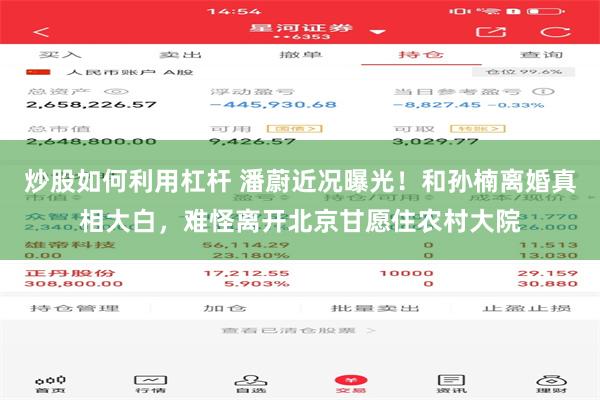 炒股如何利用杠杆 潘蔚近况曝光!和孙楠离婚真相大白,难怪离开北京甘愿住农村大院