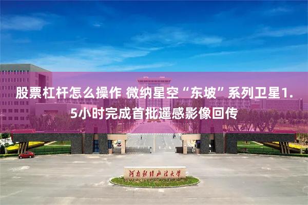 股票杠杆怎么操作 微纳星空“东坡”系列卫星1.5小时完成首批遥感影像回传