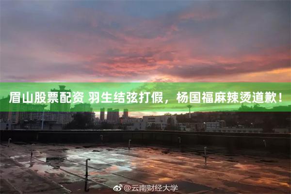 眉山股票配资 羽生结弦打假，杨国福麻辣烫道歉！