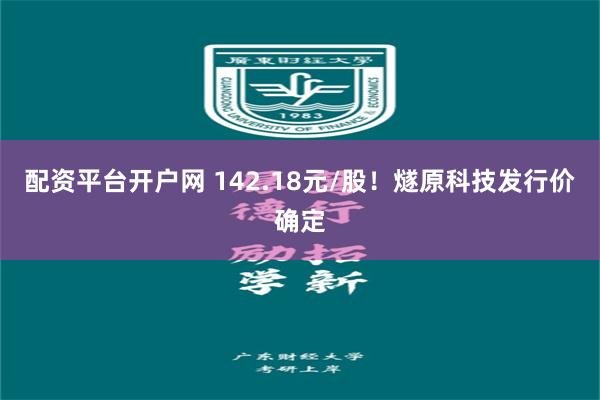 配资平台开户网 142.18元/股!燧原科技发行价确定
